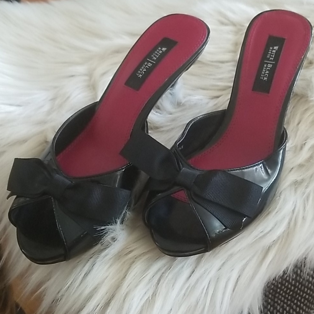 Patent leather heels.